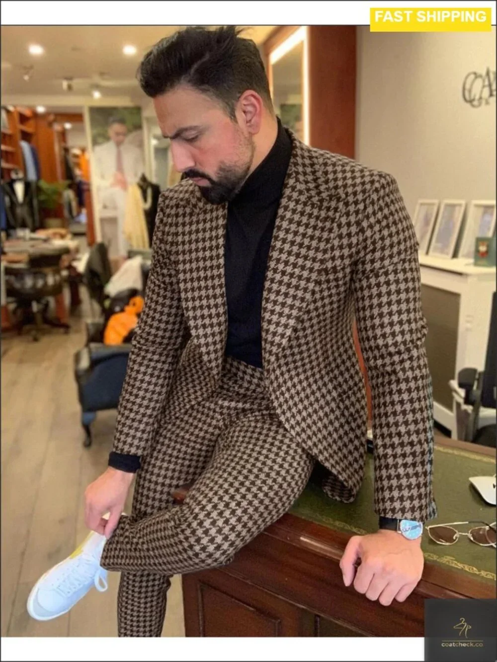 N/A men houndstooth